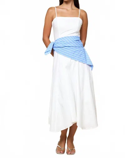 Lalavon Stripe Waist Bandana Sleeveless Tie Maxi Dress In Off White