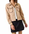 Lalavon Suede Shirt Jacket In Beige