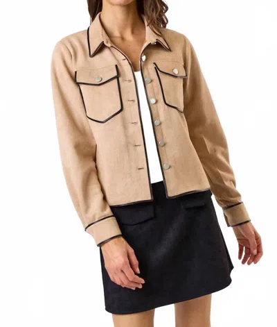 Lalavon Suede Shirt Jacket In Beige In Sand