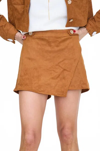 Lalavon Suede Wrap Skort In Brown