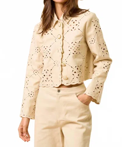 Lalavon Sundrenched Eyelet Jacket In Beige In Brown