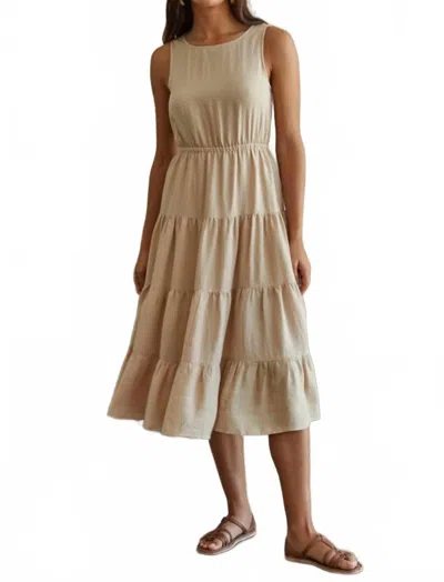 Lalavon Tiered Open Back Dress In Cream In White