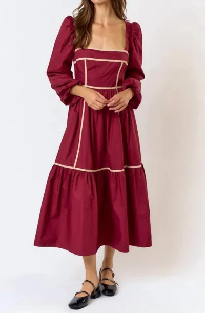 Lalavon Tis The Season Wine Dress In Burgundy In White