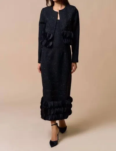 Lalavon Tweed Cropped Jacket In Black