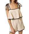 Lalavon Vacay Ready Romper In Oatmeal In White