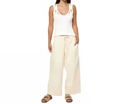 Lalavon Victoria Ribbed Cut Out Strap Knit Tank Top In White