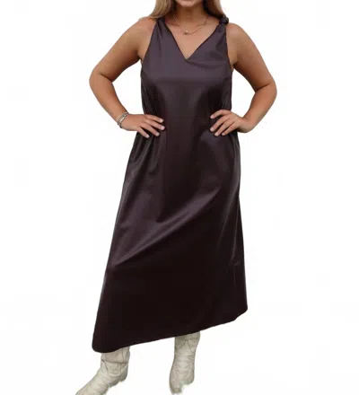 Lalavon V-neck Knot Dress In Deep Burgundy In Brown
