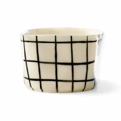 Lali Design Studio Black / White Cozy Handmade Black Grid Bowl Porcelain In Neutral