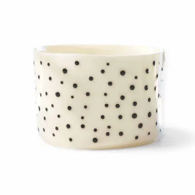 Lali Design Studio Black / White Cozy Handmade Black Polka Dot Bowl Porcelain In Pink
