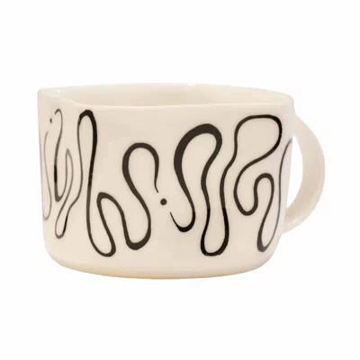 Lali Design Studio Black / White Handmade Porcelain Mug With Black Flow Pattern In Multi