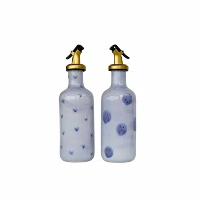 Lali Design Studio Blue Aqua Serenity Porcelain Oil And Vinegar Bottles Set Of Two
