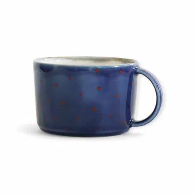 Lali Design Studio Blue Enjoy Handmade Navy Coffee Mug Dots All Over Porcelain