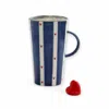 Lali Design Studio Blue Enjoy Tall Navy Heart Coffee Mug Porcelain In Blue