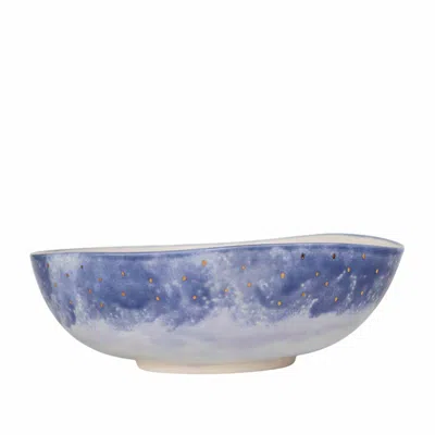 Lali Design Studio Blue / White Aqua Cosmos Handmade Porcelain Bowl In Multi