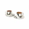 Lali Design Studio White / Black Flow Monochrome Turkish Coffee Cups And Saucers Set Of Two Porcelain In Multi