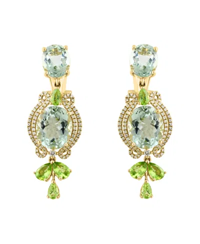 Lali Jewels Amethyst (1/2 Ct. T.w.), Peridot (1/3 Ct. T.w.) & Diamond (7/10 Ct. T.w.) Earrings In 14k Yellow Gol In Purple