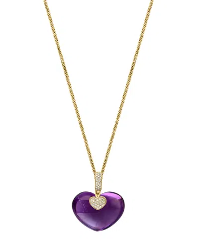Lali Jewels Amethyst (1/4 Ct. T.w.) & Diamond (1/5 Ct. T.w.) Necklace In 18k Rose Gold In Purple