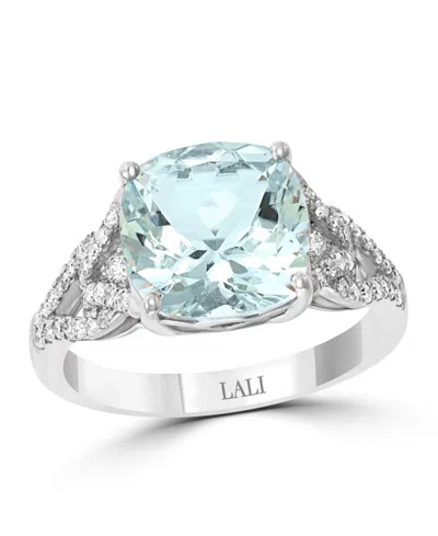 Lali Jewels Aquamarine (3-1/2 Ct. T.w.) & Diamond (1/3 Ct. T.w.) In 14k Gold In White