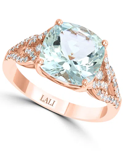 Lali Jewels Aquamarine (3-1/2 Ct. T.w.) & Diamond (1/3 Ct. T.w.) In 14k Rose Gold
