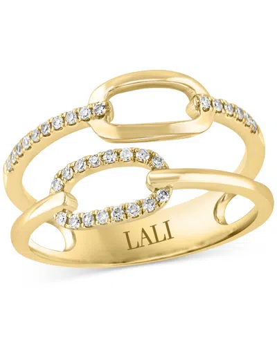 Lali Jewels Diamond Chain Link Double Row Ring (1/6 Ct. T.w.) In 14k Gold In Yellow Gold