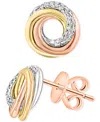 Lali Jewels Diamond Swirl Knot Stud Earrings (1/6 Ct. T.w.) In 14k Tricolor Gold In Tricolor Gold