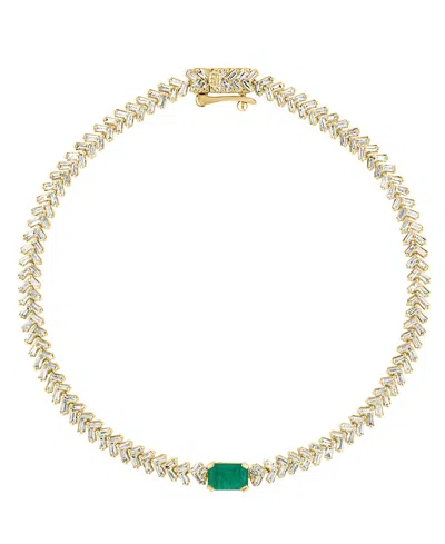 Lali Jewels Emerald (1/2 Ct. T.w.) And Diamond (1-1/3 Ct. T.w.) Bracelet In 14k Yellow Gold