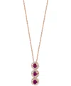 Lali Jewels Emerald (1/6 Ct. T.w.) & Diamond (1/10 Ct. T.w.) Triple Halo 18" Pendant Necklace In 14k Gold In Ruby