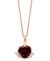 Lali Jewels Garnet (7/8 Ct. T.w.) & Diamond (1/10 Ct. T.w.) Heart 18" Pendant Necklace In 14k Rose Gold