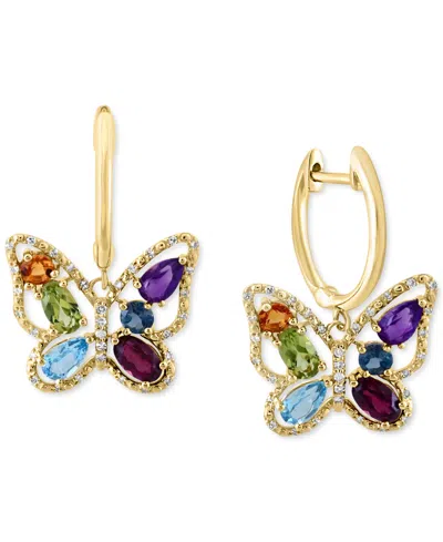 Lali Jewels Gemstone & Diamond (1/5 Ct. T.w.) Butterfly Drop Earrings In 14k Gold Or 14k Rose Gold