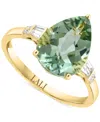 Lali Jewels Green Amethyst (3-1/2 Ct. T.w.) & Diamond (1/10 Ct. T.w.) Ring In 14k Yellow Gold In Green Amethyst