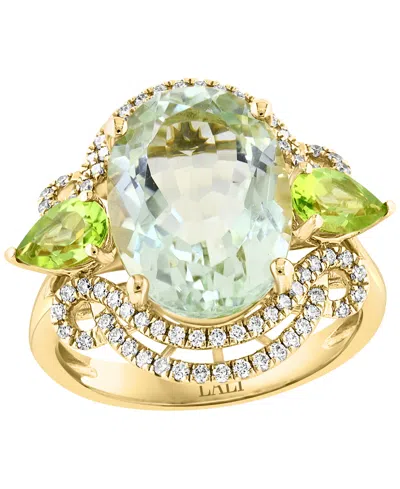 Lali Jewels Green Amethyst (5.44 Ct. T.w.) & Peridot (0.97 Ct. T.w.) Ring In 14k Yellow Gold