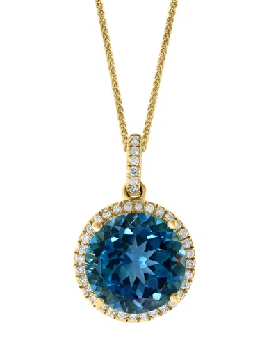 Lali Jewels London Blue Topaz (7-1/4 Ct. T.w.) & Diamond (1/4 Ct. T.w.) 18" Pendant Necklace In 14k Gold