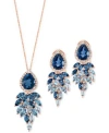 Lali Jewels London Blue Topaz Sky Blue Topaz Diamond Statement Earrings Pendant Necklace Collection In 14k Rose  In Blue Topaz