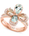 Lali Jewels Morganite (1-1/3 Ct. T.w.), Aquamarine (1-1/4 Ct. T.w.), & Diamond (1/3 Ct. T.w.) Flower Ring In 14k In Multi-gemstone