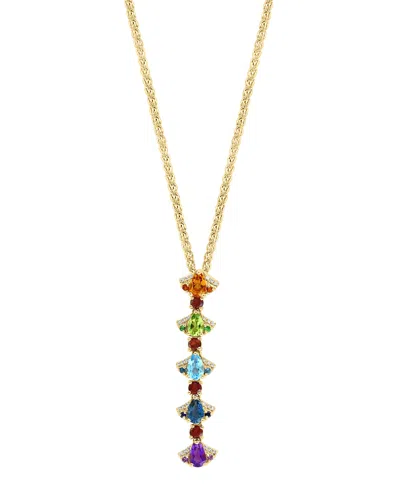Lali Jewels Multi Gemstone (2.99 Ct. T.w.) And Diamond (1/8 Ct. T.w.) Pendant Necklace In 14k Yellow Gold