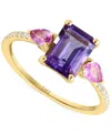 Lali Jewels Multi-gemstone & Diamond (1/20 Ct. T.w.) Ring In 14k Yellow Gold