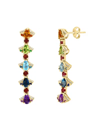 Lali Jewels Multi-gemstone (3.09 Ct. T.w.) Earrings In 14k Rose Gold