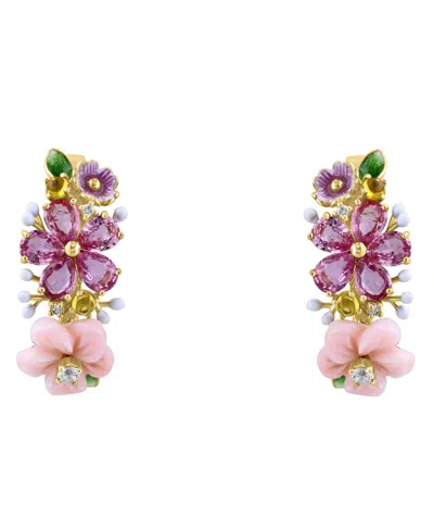 Lali Jewels Pink Mother Of Pearl (2-1/7 Ct. T.w.), Multi Gemstone (1.97 Ct. T.w.) And Diamond (1/50 Ct. T.w.) St