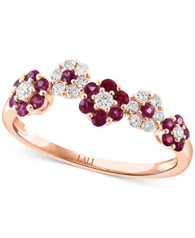 Lali Jewels Ruby (0.42 Ct. T.w.) & Diamond (0.18 Ct. T.w.) Ring In 14k Rose Gold In Red