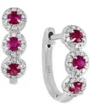 Lali Jewels Ruby (1/3 Ct. T.w.) & Diamond (1/5 Ct. T.w.) Hoop Earrings In 14k White Gold In Red