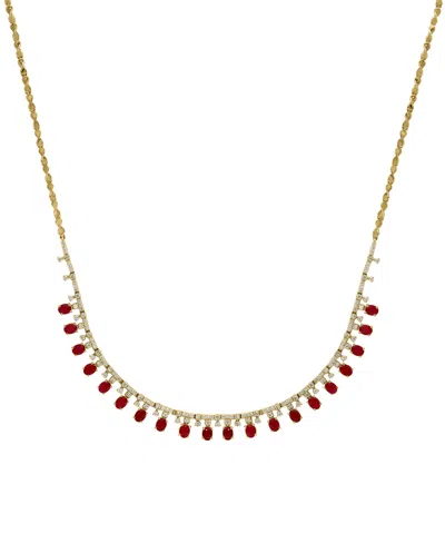 Lali Jewels Ruby (9/10 Ct. T.w.) & Diamond (1/5 Ct. T.w.) Necklace In 14k Yellow Gold In Red