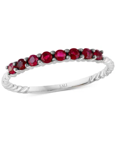 Lali Jewels Ruby Ring (0.36 Ct. T.w.) In 14k White Gold In Red