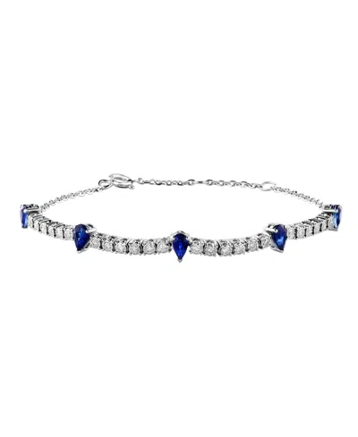 Lali Jewels Sapphire (1/3 Ct. T.w.) & Diamond (1/3 Ct. T.w.) Bracelet In 14k White Gold In Metallic