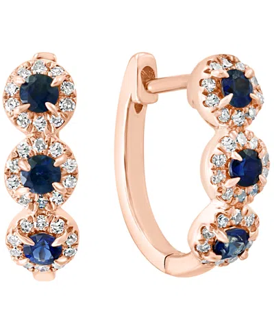 Lali Jewels Sapphire (1/3 Ct. T.w.) & Diamond (1/5 Ct. T.w.) Oval Hoop Earrings In 14k Rose Gold ( Also In White