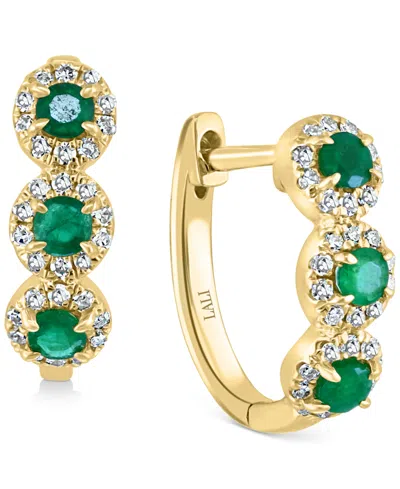 Lali Jewels Sapphire (1/3 Ct. T.w.) & Diamond (1/5 Ct. T.w.) Oval Hoop Earrings In 14k Rose Gold ( Also In White In Emerald,yellow Gold