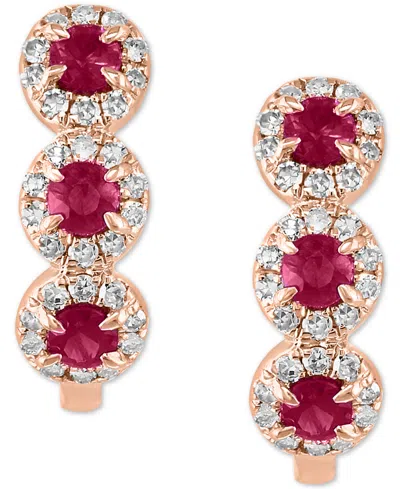 Lali Jewels Sapphire (1/3 Ct. T.w.) & Diamond (1/5 Ct. T.w.) Oval Hoop Earrings In 14k Rose Gold ( Also In White In Ruby,rose Gold