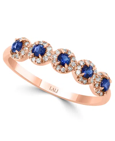 Lali Jewels Sapphire (1/3 Ct. T.w.) & Diamond (1/6 Ct. T.w.) Cluster Band In 14k Rose Gold Or 14k White Gold In Sapphire,rg