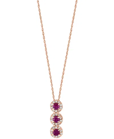 Lali Jewels Sapphire (1/6 Ct. T.w.) & Diamond (1/10 Ct. T.w.) 18" Pendant Necklace In 14k Rose Gold (also Availa In Ruby,rg