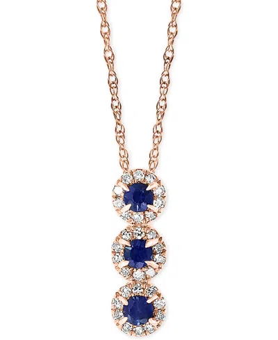 Lali Jewels Sapphire (1/6 Ct. T.w.) & Diamond (1/10 Ct. T.w.) 18" Pendant Necklace In 14k Rose Gold (also Availa In Sapphire,rg