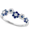 Lali Jewels Sapphire (3/8 Ct. T.w.) & Diamond (1/5 Ct. T.w.) Flower Ring In 14k White Gold In Sapphire